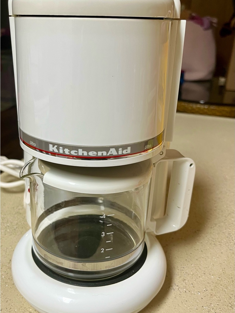 KitchenAid White Drip Coffee Maker with Glass Carafe